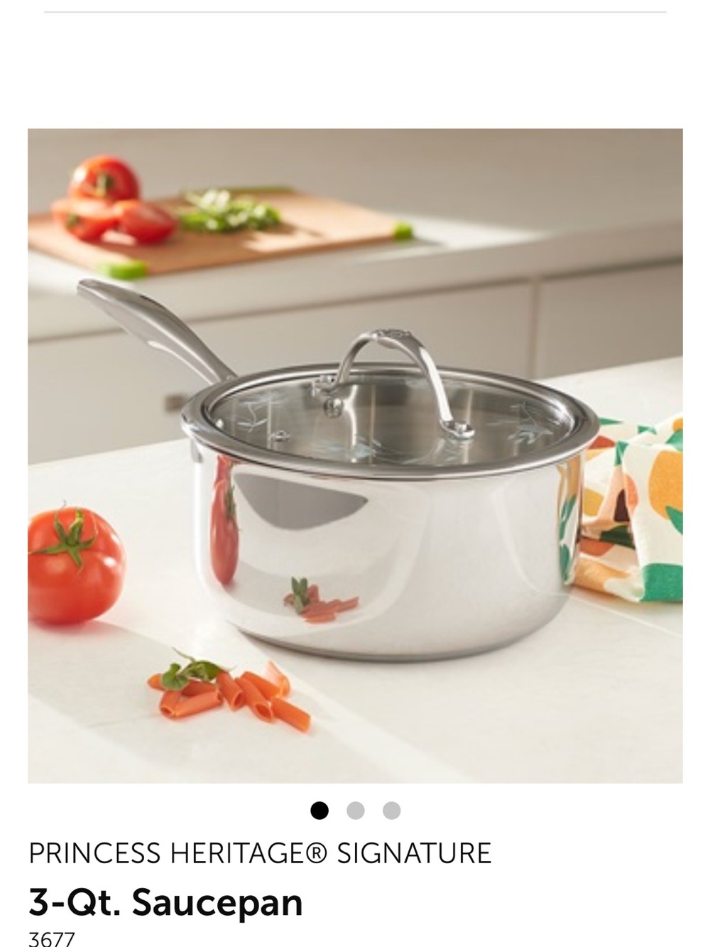 Princess House Stainless Steel 3-Qt Saucepan with Glass Lid - Silver